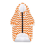 Orange And White Chevron Pattern Print Dog Zip Up Hoodie