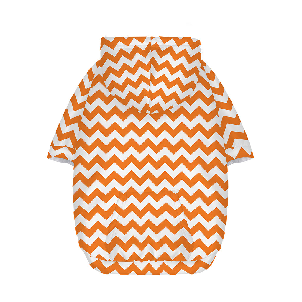 Orange And White Chevron Pattern Print Dog Zip Up Hoodie