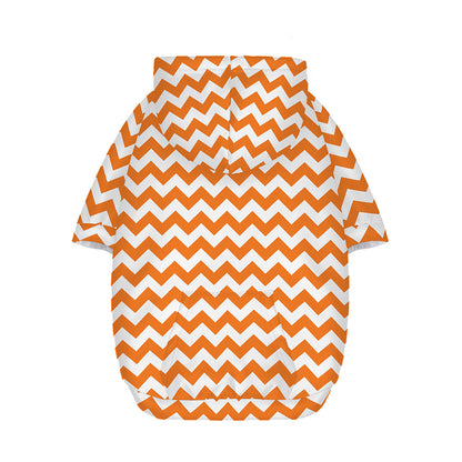 Orange And White Chevron Pattern Print Dog Zip Up Hoodie
