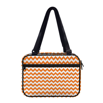 Orange And White Chevron Pattern Print Double Strap Bible Bag