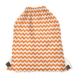 Orange And White Chevron Pattern Print Drawstring Bag