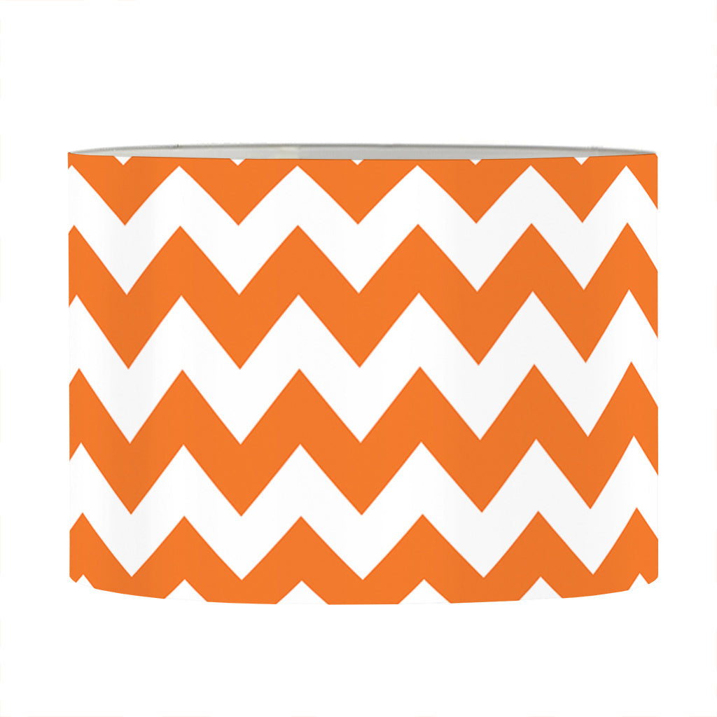 Orange And White Chevron Pattern Print Drum Lamp Shade