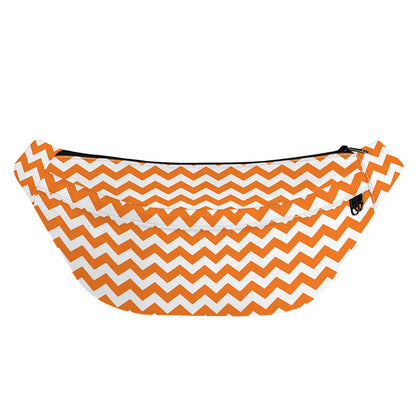 Orange And White Chevron Pattern Print Fanny Pack