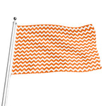 Orange And White Chevron Pattern Print Flag