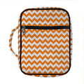 Orange And White Chevron Pattern Print Front Pocket Bible Bag