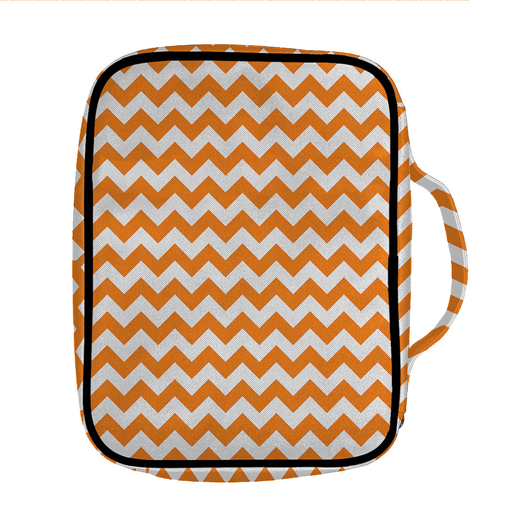 Orange And White Chevron Pattern Print Front Pocket Bible Bag