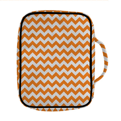 Orange And White Chevron Pattern Print Front Pocket Bible Bag