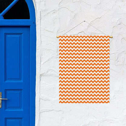 Orange And White Chevron Pattern Print Garden Flag
