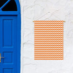 Orange And White Chevron Pattern Print Garden Flag