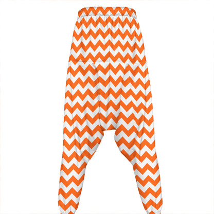 Orange And White Chevron Pattern Print Hammer Pants