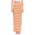 Orange And White Chevron Pattern Print High Slit Maxi Skirt