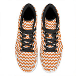 Orange And White Chevron Pattern Print High Top Leather Sneakers