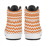 Orange And White Chevron Pattern Print High Top Leather Sneakers