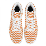 Orange And White Chevron Pattern Print High Top Leather Sneakers