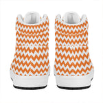Orange And White Chevron Pattern Print High Top Leather Sneakers