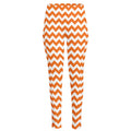 Orange And White Chevron Pattern Print High-Waisted Pocket Leggings