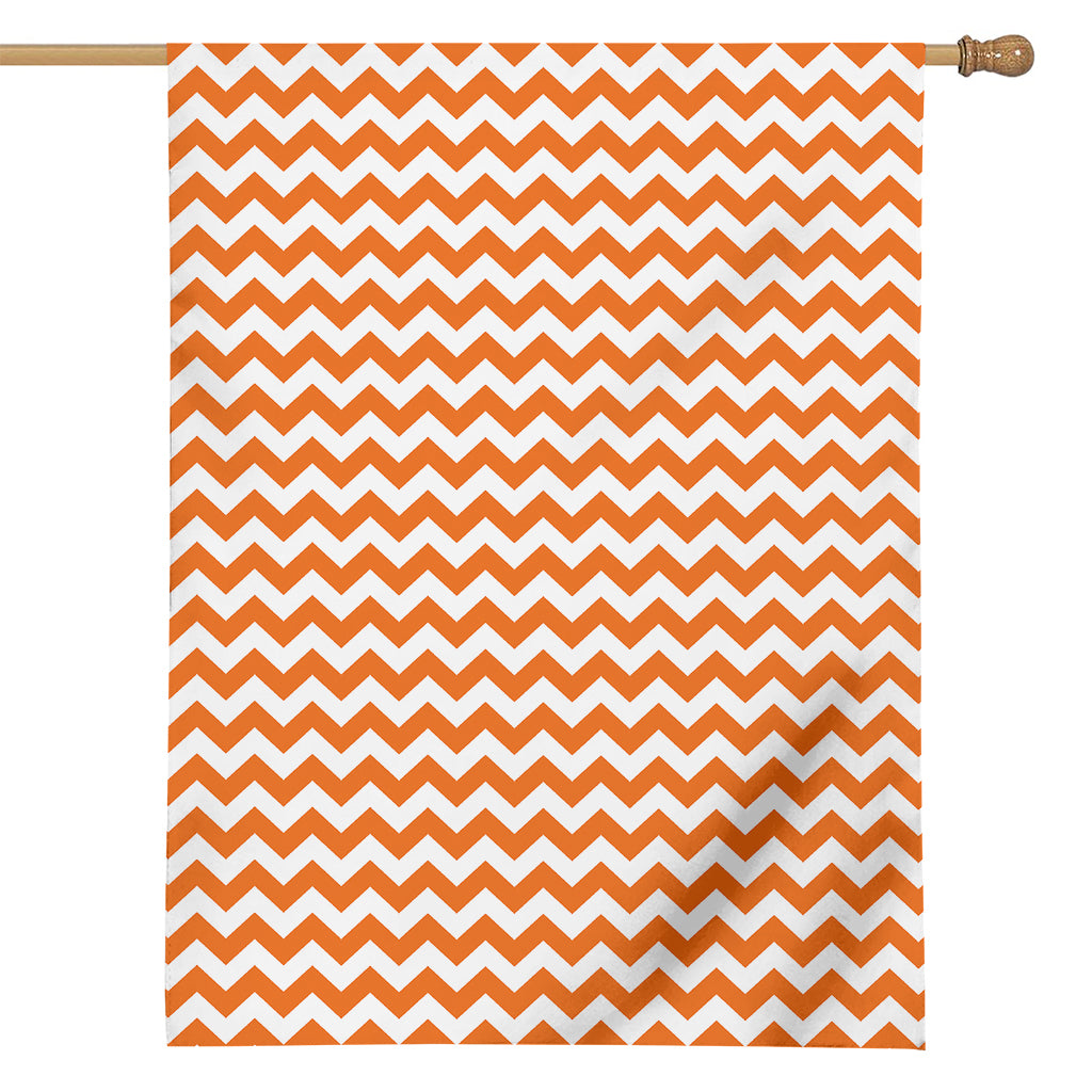 Orange And White Chevron Pattern Print House Flag