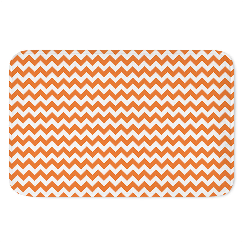 Orange And White Chevron Pattern Print Indoor Door Mat