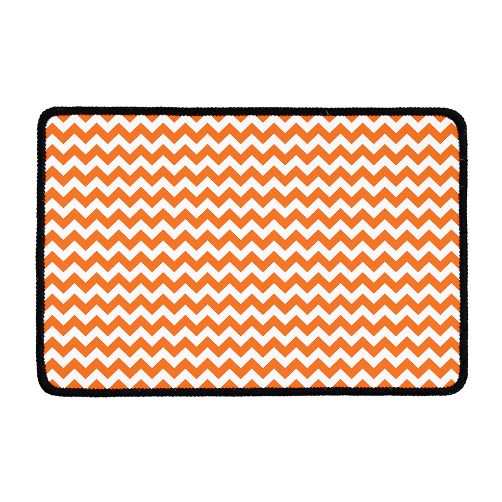 Orange And White Chevron Pattern Print Kitchen Mat