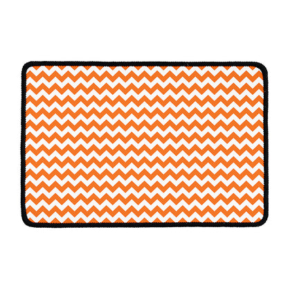 Orange And White Chevron Pattern Print Kitchen Mat