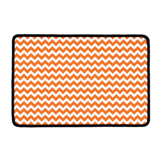 Orange And White Chevron Pattern Print Kitchen Mat