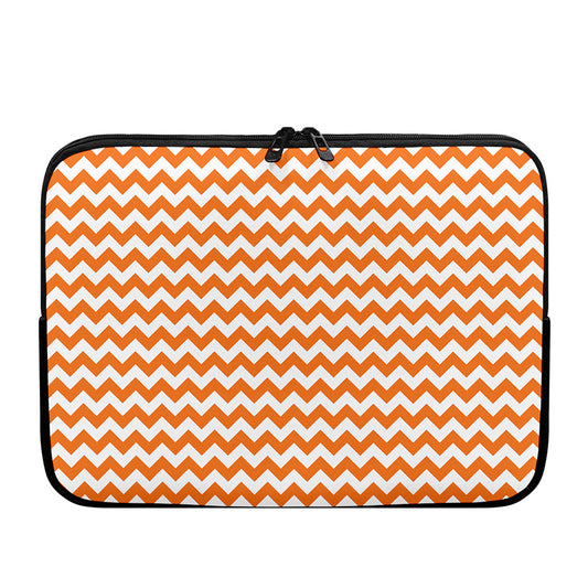 Orange And White Chevron Pattern Print Laptop Sleeve