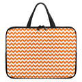 Orange And White Chevron Pattern Print Laptop Sleeve With Handle