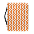Orange And White Chevron Pattern Print Leather Bible Cover
