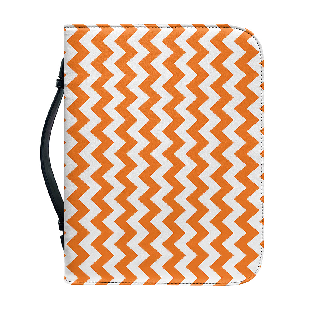 Orange And White Chevron Pattern Print Leather Bible Cover