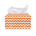 Orange And White Chevron Pattern Print Leather Tissue Box Cover