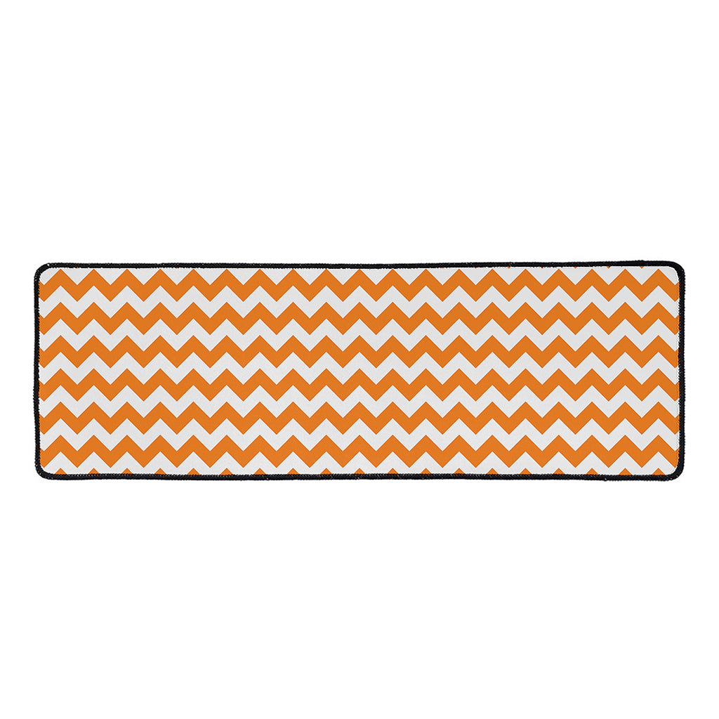 Orange And White Chevron Pattern Print Long Kitchen Mat