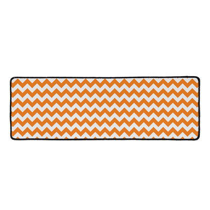 Orange And White Chevron Pattern Print Long Kitchen Mat