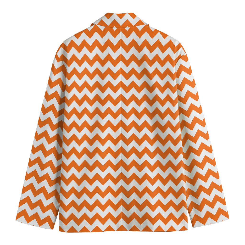 Orange And White Chevron Pattern Print Men's Blazer