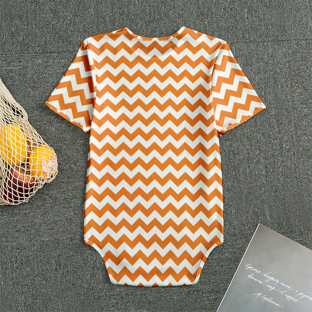 Orange And White Chevron Pattern Print Men's Bodysuit