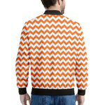 Orange And White Chevron Pattern Print Men's Bomber Jacket