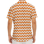 Orange And White Chevron Pattern Print Men's Deep V-Neck Shirt