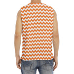 Orange And White Chevron Pattern Print Men's Fitness Tank Top