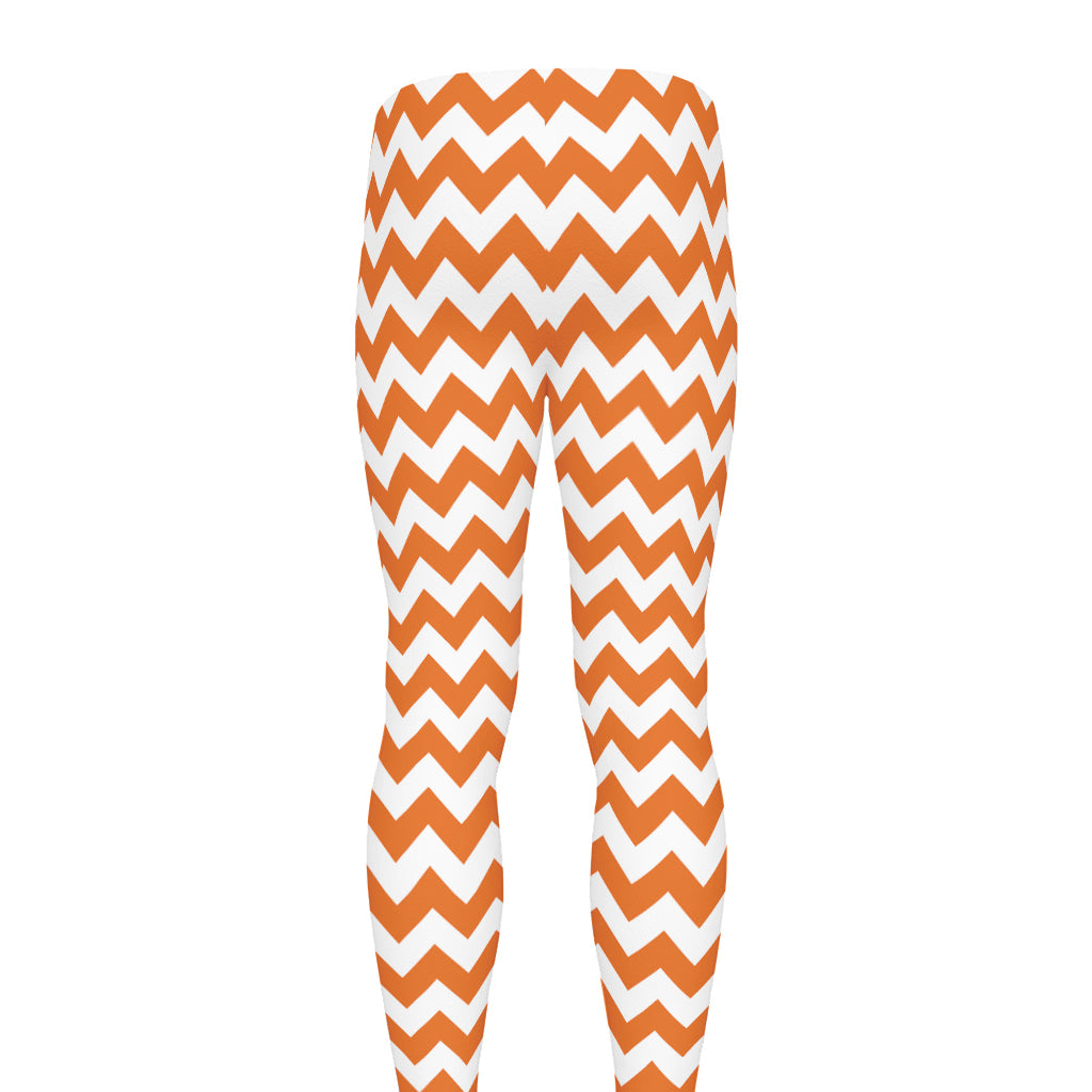 Orange And White Chevron Pattern Print Men's leggings