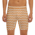 Orange And White Chevron Pattern Print Men's Long Boxer Briefs
