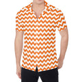 Orange And White Chevron Pattern Print Men's Shirt