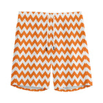Orange And White Chevron Pattern Print Men's Sports Shorts