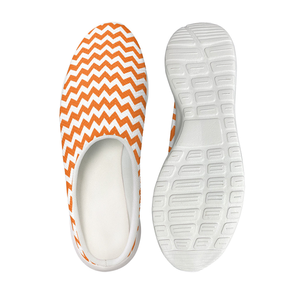 Orange And White Chevron Pattern Print Mesh Casual Shoes