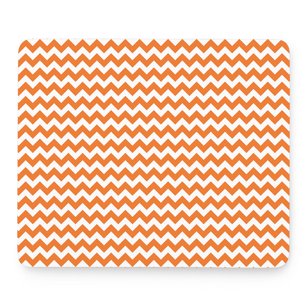 Orange And White Chevron Pattern Print Mouse Pad