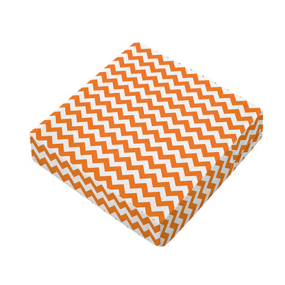 Orange And White Chevron Pattern Print Outdoor Seat Cushion Cover