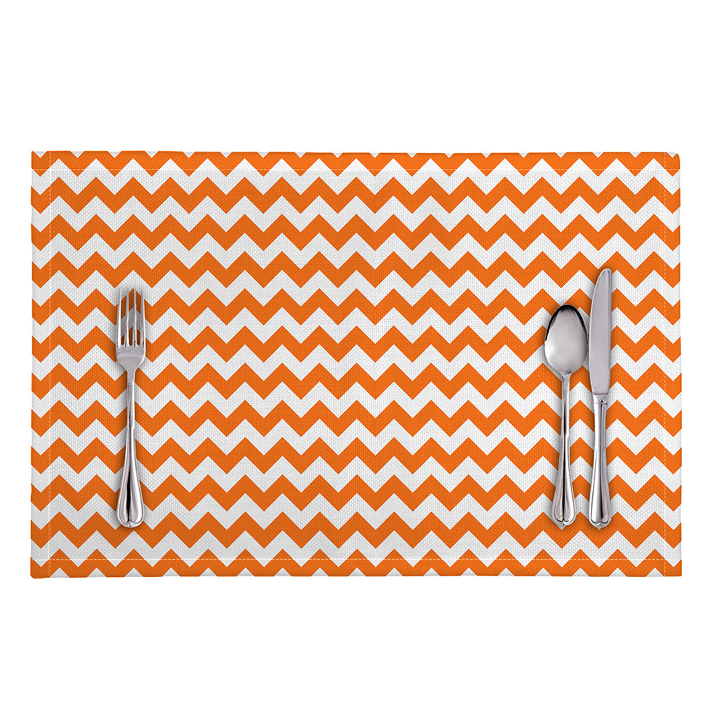 Orange And White Chevron Pattern Print Placemat