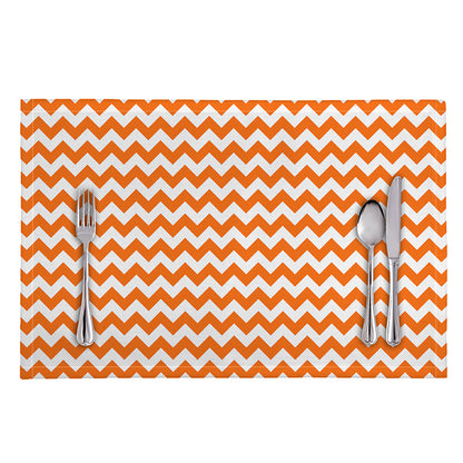 Orange And White Chevron Pattern Print Placemat