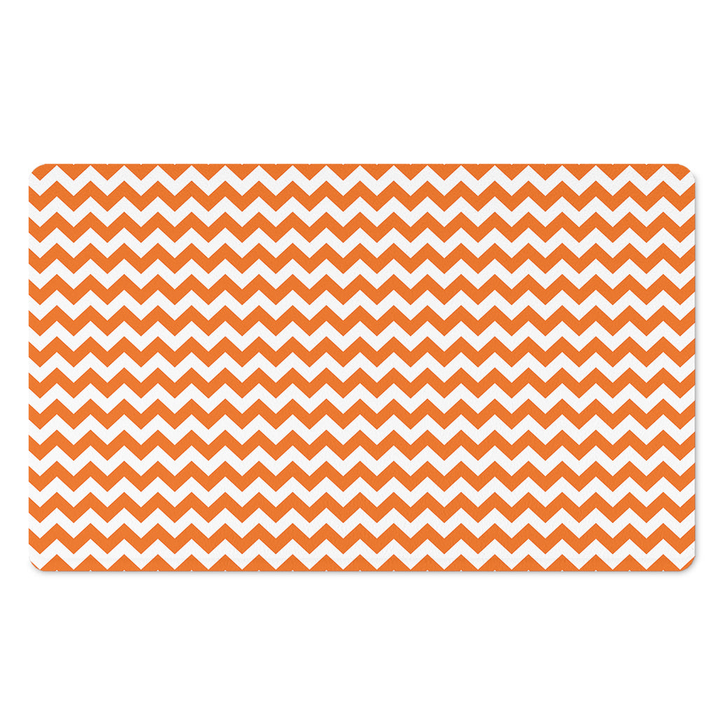 Orange And White Chevron Pattern Print Polyester Doormat