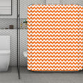 Orange And White Chevron Pattern Print Polyester Shower Curtain