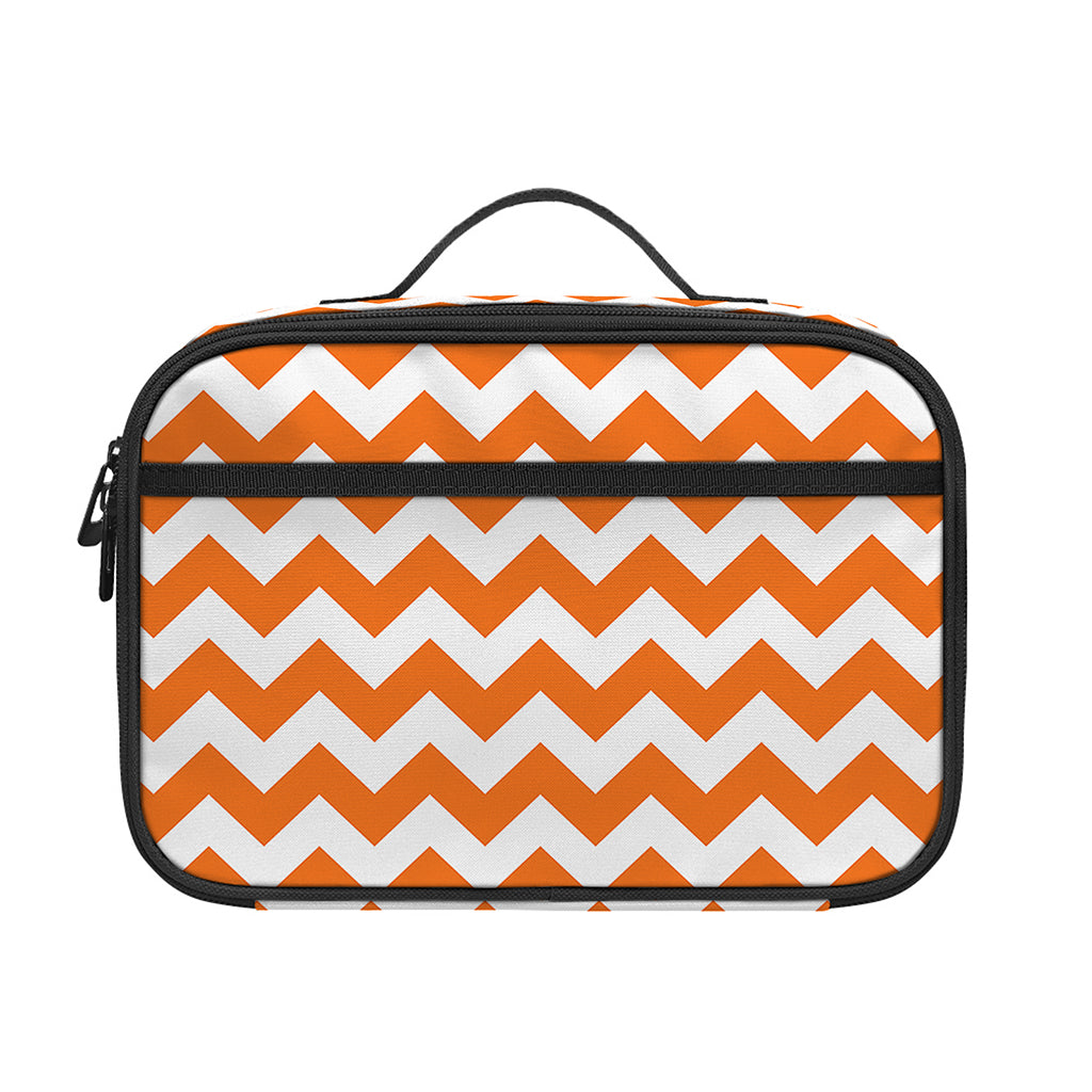 Orange And White Chevron Pattern Print Portable Lunch Bag