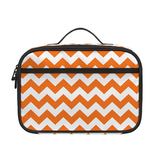Orange And White Chevron Pattern Print Portable Lunch Bag